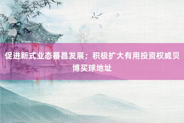 促进新式业态蕃昌发展；积极扩大有用投资权威贝博买球地址