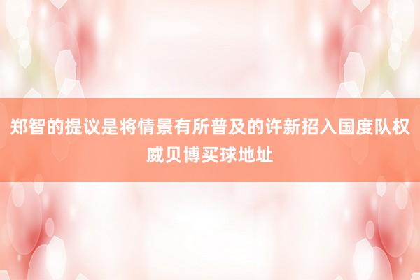 郑智的提议是将情景有所普及的许新招入国度队权威贝博买球地址