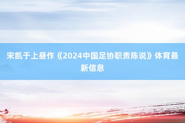 宋凯于上昼作《2024中国足协职责陈说》体育最新信息